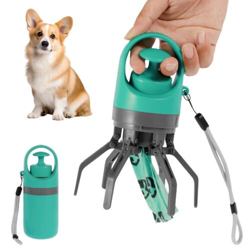 Portable Claw Poop Scooper Dispenser Dog Pooper Scooper with Built-In Poop Bag