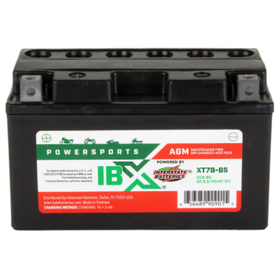 Interstate Batteries IBX 12V 6.5Ah AGM Rechargeable Powersports Battery YT7B-BS