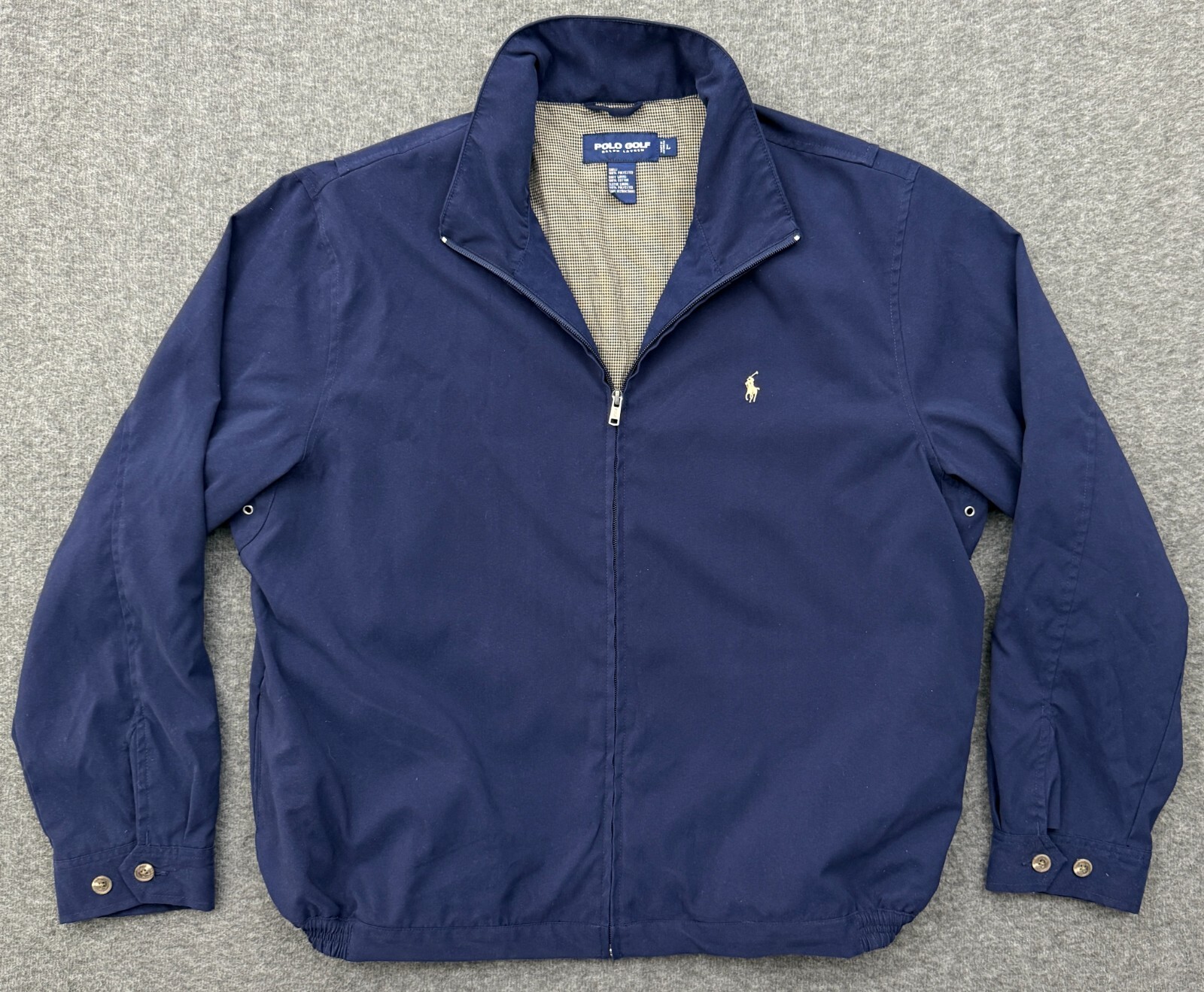 Polo Golf Giacca Uomo Grande Blu Foderata Tan Pony Ralph Lauren Full Zip Bomber*