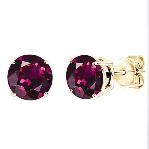 Natural Multi-Color Gemstone 5MM Yellow Gold Stud Earrings Women Jewelry Gift - Picture 33 of 44