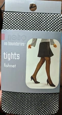 2 pr No Boundaries Fishnet pattern Tights - S/M, M/T - Black 