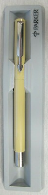 #ad #ad Parker Vector Fountain Pen Tan amp; Chrome Trim Fine Point Made In USA New in Box $39.50