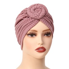African Women Knot Head Wrap Beanie Chemo Cap Muslim Turban Hijab Cover Bonnet