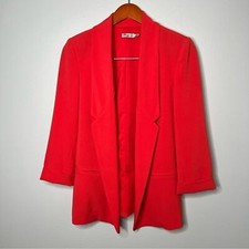 Eliza J Womens Soft Boyfriend Blazer Poppy Red 3/4 Sleeve Notched Collar Size XS
