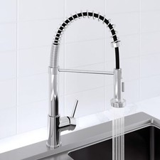 Pull Out Flexible Kitchen Tap - Single Lever Chrome Brass Modern Deck Mounted