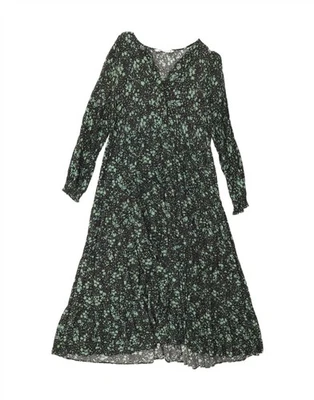 ZARA Womens Long Sleeve Maxi Dress UK 12 Medium Black Floral NV14 - Image 1 of 3