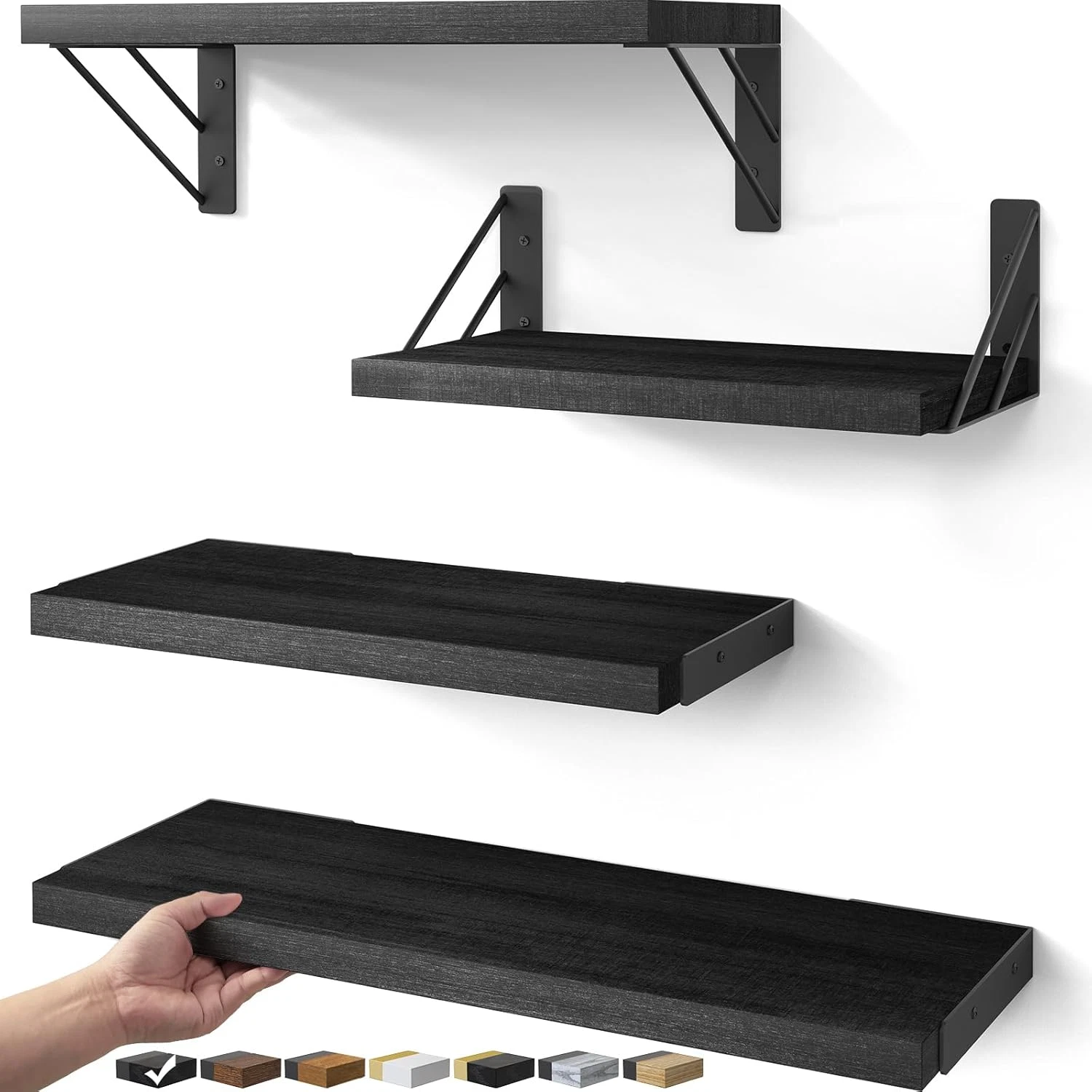 Wall Mounted Floating Shelves, Wood Floating Wall Shelf for Books & Decor