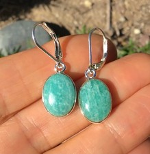 Sterling Silver Amazonite gemstone sundance charm Artisan jewelry Earrings