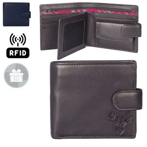 Mala Leather Braemar Stag Tartan Wallet RFID Genuine Leather Coin Pocket Black G