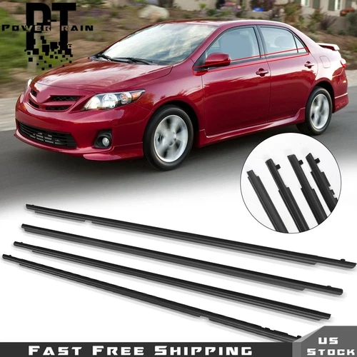 For Toyota Corolla 2009-2012 Door Weatherstrips Belt Seal Window Moulding Trim