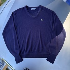Vintage 70s IZOD Lacoste Sweater Mens XL Blue V-Neck Orlon Acrylic Made In USA