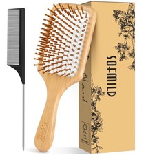 Eco-Friendly Bamboo Paddle Hair Brush for All Hair Types, Scalp Massage, Gift