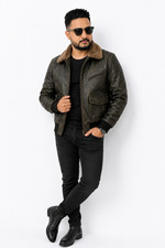 Men's Black Leather Jacket Classic Zip Up Casual Biker Motorcycle Coat