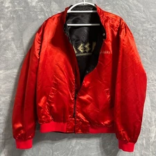 Vintage Caesars Palace Bomber Jacket Men XL Reversible Satin Red Black Gold