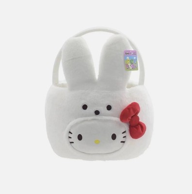 PEEPS x HELLO KITTY White JUMBO Easter Bunny Basket With  Handle 9.25'' x 15.5''