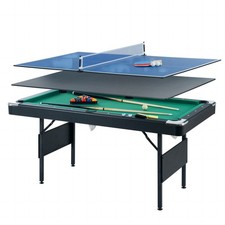 3-in-1 Foldable Game Table, Pool Billiards Tennis, Kids Family Indoor Fun