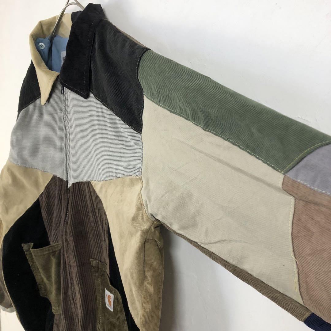 Brown patchwork corduroy jacket remake by Carhartt - image 6
