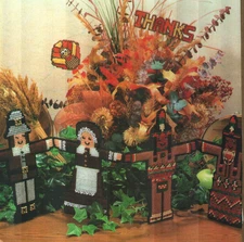 THANKSGIVING CELEBRATIONS INDIANS & PILGRIMS PLASTIC CANVAS PATTERN INSTRUCTIONS