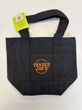 Trader Joe's Halloween Mini Canvas Tote Bag Black Limited SHIPS NOW