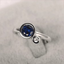 Lab created Round Cut Diamond 2-Stone Engagement Wedding Ring