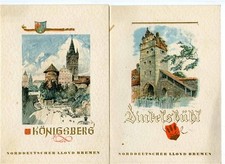 2 Norddeutscher Lloyd Bremen Menus SS Columbus Konigsberg & Dinkelsbuhl Covers