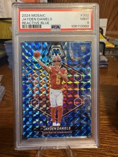 2024 PANINI MOSAIC REACTIVE BLUE #302 JAYDEN DANIELS PSA 9