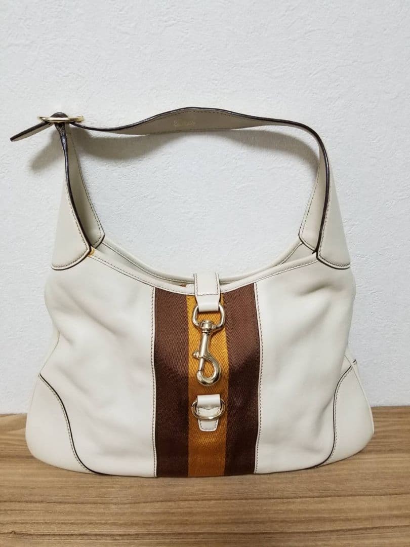 GUCCI White Leather Shoulder Bag Women's Crossbody Purse Excellent Condition