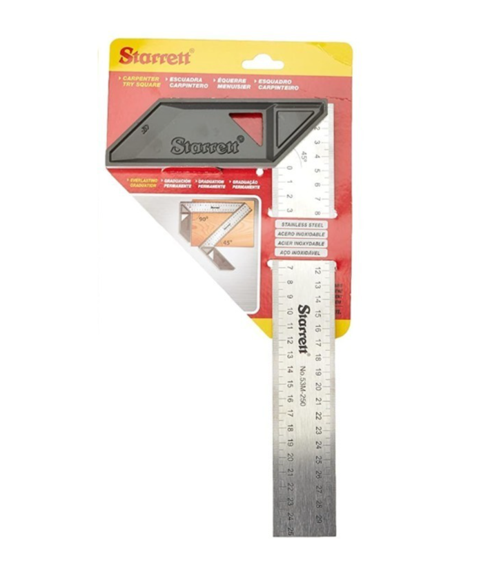 STARRETT Carpenter Square - K53M-250-S Stainless Steel Angle Ruler