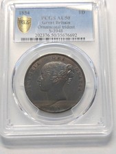 1854 Queen Victoria Penny PCGS AU50