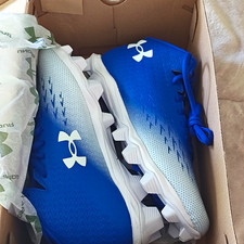 Under Armour UA Spotlight Fran RM 4.0 Football Cleats Blue White Men's 8