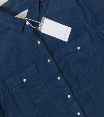 DEAR JOHN - Women's Shirt - Corduroy Long Sleeve Deep Teal - Small - NWT NEW $89