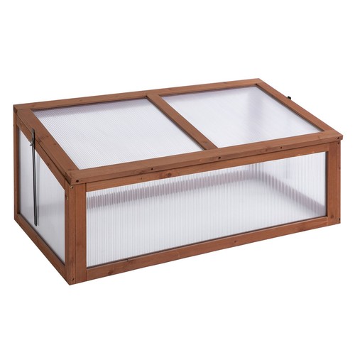 Outsunny Square Wooden Outdoor Greenhouse for Plants PC Board 100 x 65 x 40cm - Picture 11 of 11