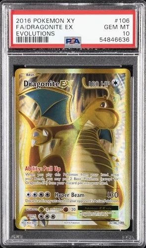 2016 POKEMON XY EVOLUTIONS #106 FULL ART/DRAGONITE EX PSA 10