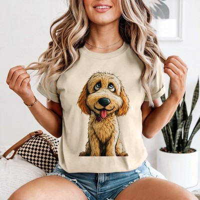 Hairy Doodle Hund Illustration Damen T-Shirt Cockapoo Labradoodle Hundeliebhaber