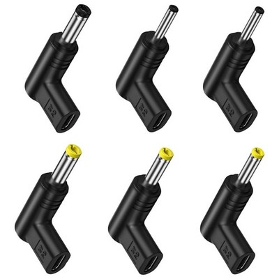 6 Pack USB C to DC Adapter 90 Degree, USB C Hollow Plug, DC Adapter, DC 5V Ne...