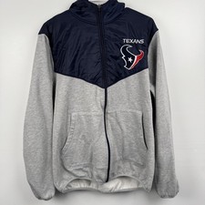 Houston Texans Hoodie Jacket Mens Large Gray Navy NFL Football Hooded Full Zip