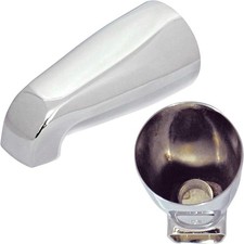 Tub Spout with Rear Diverter and Brass Top Shower Adapter, 3/4 inch to 1/2 inch