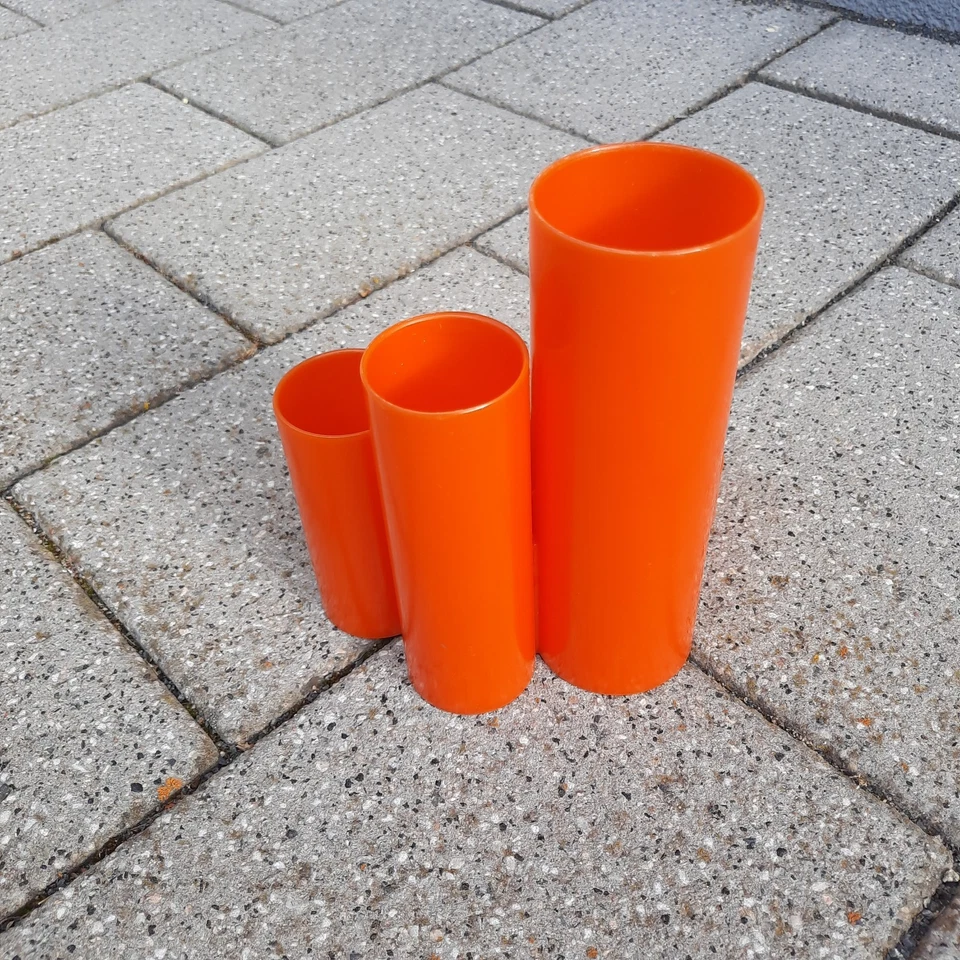 1970er Stiftehalter Utensilo orange Plastik Schreibtisch Ablagefäche - Bild 3 von 4