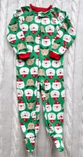 CARTER'S Just One You Christmas Santa Reindeer Fleece Footed Pajamas, Size 4T
