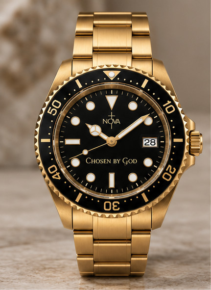 Reloj Personalizado | Esfera Negra | Dorado Completo | Regalo Navidad | Nova Christian