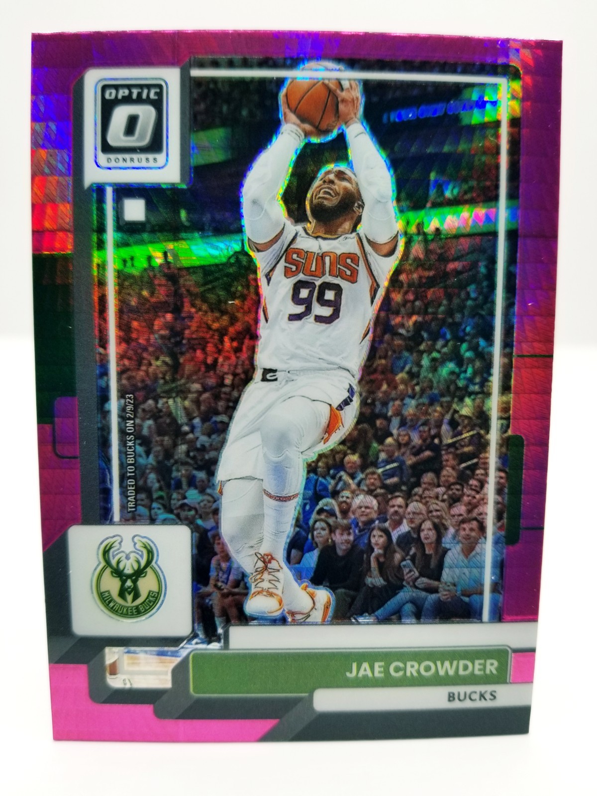 2022-23 Panini Donruss Optic Jae Crowder #113 Pink Hyper Prizm Milwaukee Bucks
