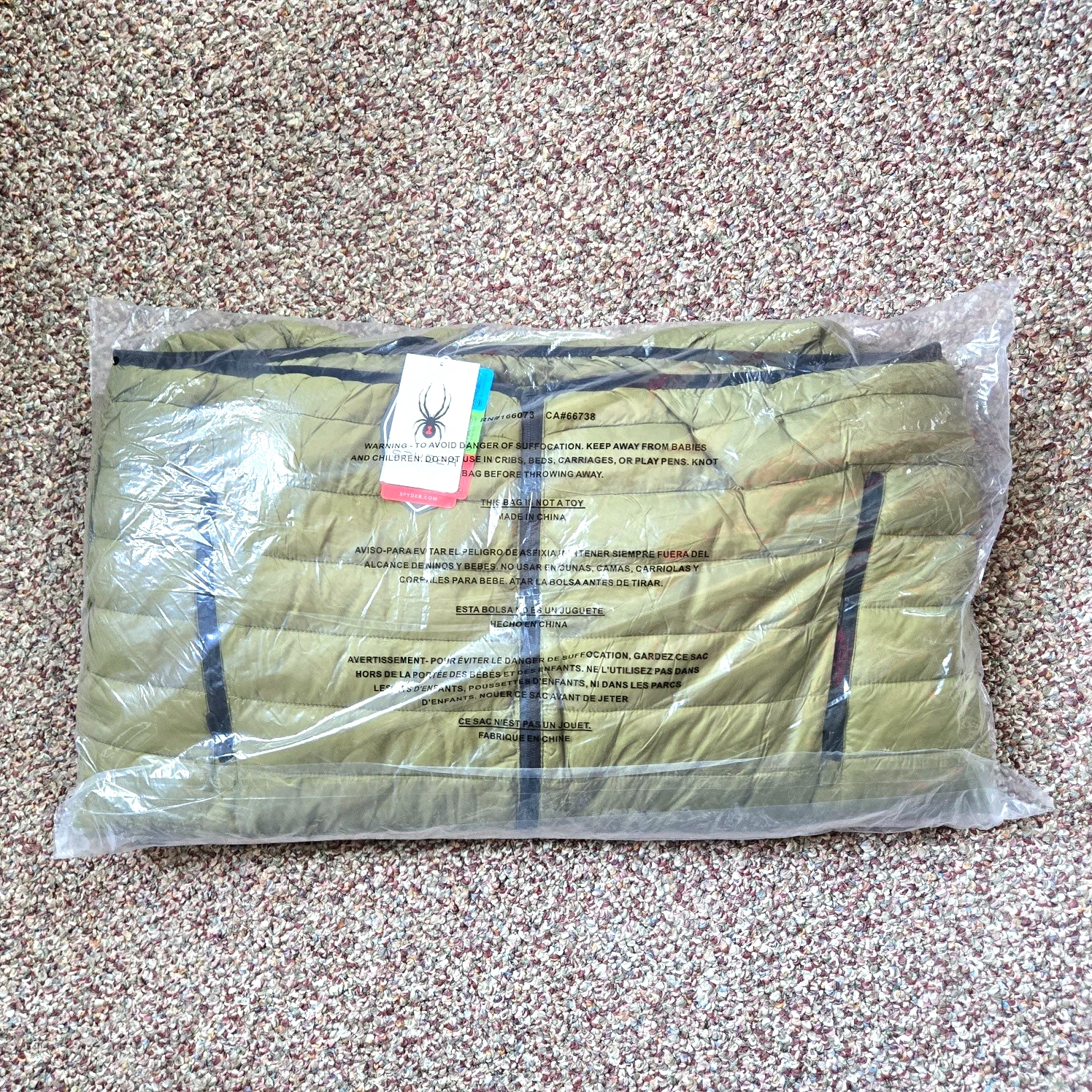 Spyder Lightweight Puffer Packable XXL Jacket Olive Green NIB