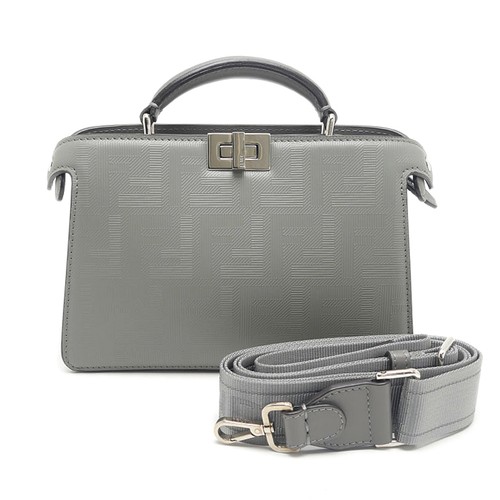 FENDI Peekaboo ISeeU X Cross 2WAY Shoulder Bag Gray