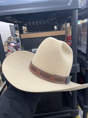 Vintage Bailey Wells Fargo Cowboy Hat Beige 6 7/8 In  display picture 2