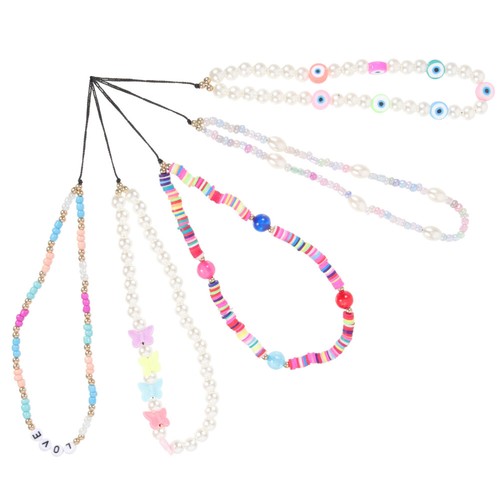 5 Pcs Mobile Phone Lanyard Pearl Chain Charm Wristlet Beaded Lanyards - 第 1/12 張圖片