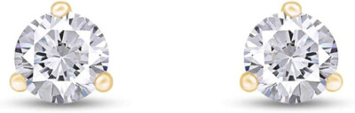 1/5ct Lab Grown Diamond Solitaire Stud Earrings 10K Yellow Gold IGI CERTIFIED
