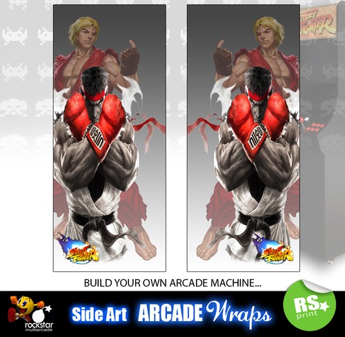 Streetfighter Arcade Lado Ilustraciones Panel Pegatinas Laminado Todos Los Tamanos De Graficos Ebay