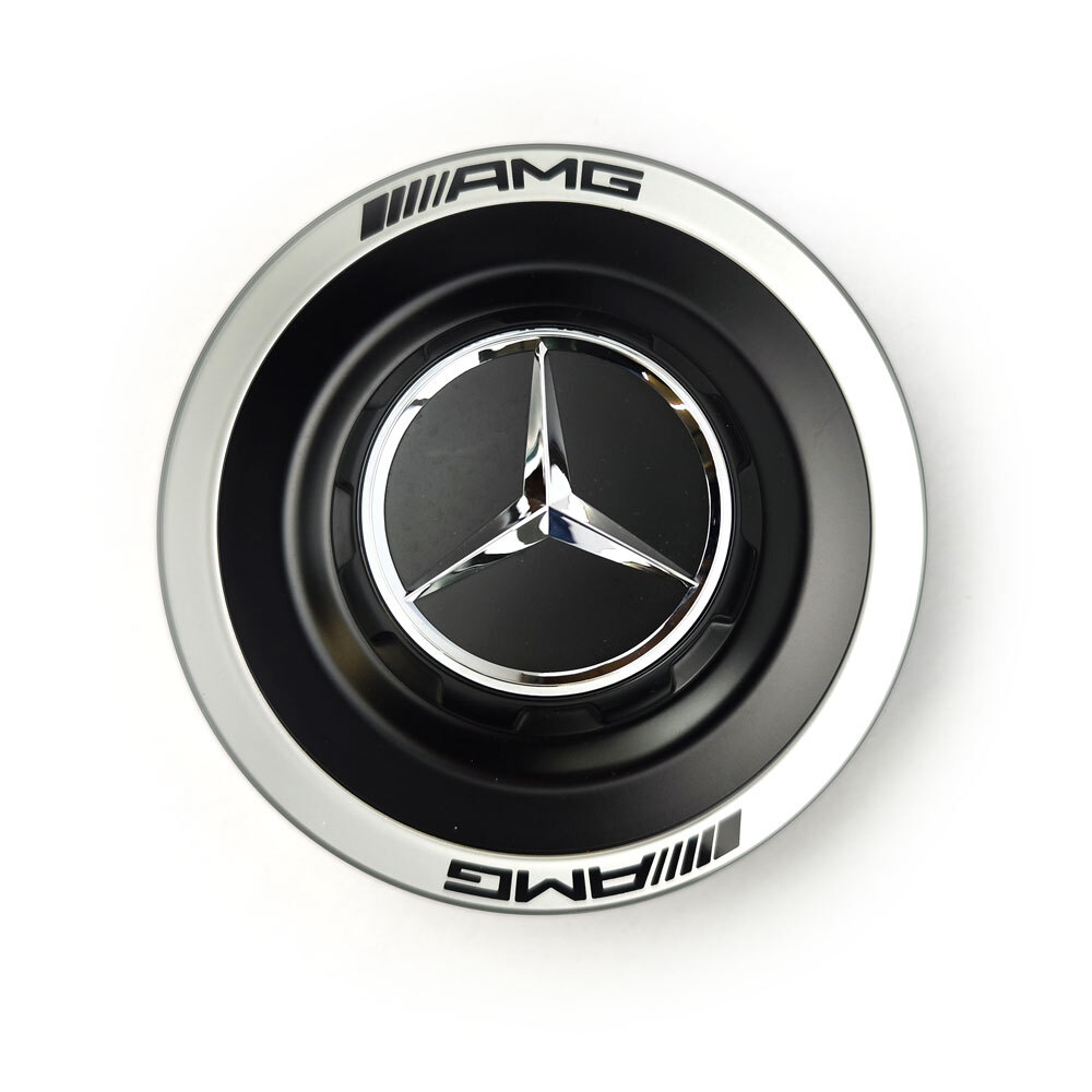 1x Mercedes AMG Hubcap Lid A0004005700 9283 Matte Black/Silver | eBay