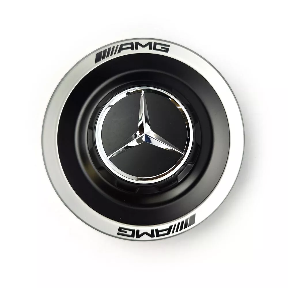 1x Mercedes AMG Hubcap Lid A0004005700 9283 Matte Black/Silver | eBay