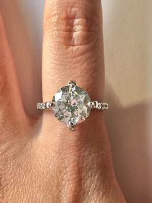 Modern 3.5 Ct Round Clear CZ Ribbon Detail Gallery 925 Silver Ring Size 7